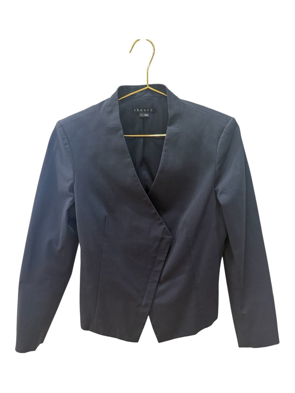 Theory Navy Asymmetric Zip Blazer Jacket